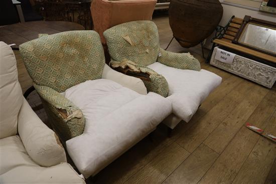A pair of Howard & Sons upholstered armchairs, W.70cm D.100cm H.82cm